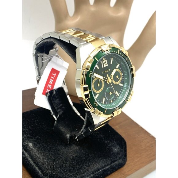 Timex Men's Watch TW2V78700 Quartz Green  Dial Two Tone Stainless Steel 45mm - Picture 15 of 15